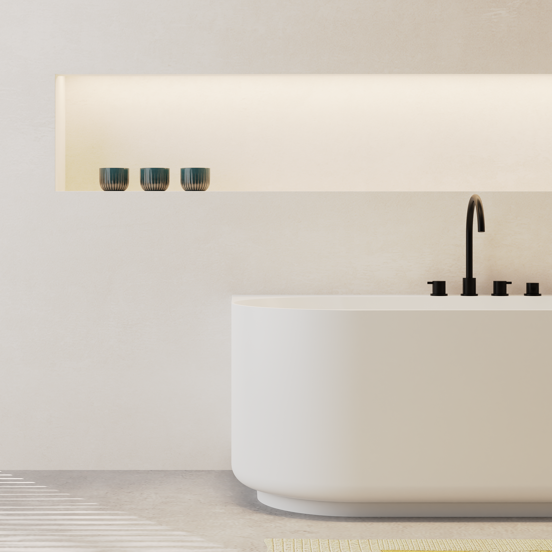Balmani Scala baignoire semi-ilôt ovale 175 x 80 cm Solid Surface blanc mat