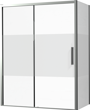 Luca Varess Senses Eckdusche: Schiebetür (links), fixierte Seitenwand, 160 x 90 cm, Klarglas mit mattiertem Streifen, Chrom Profil, glänzend