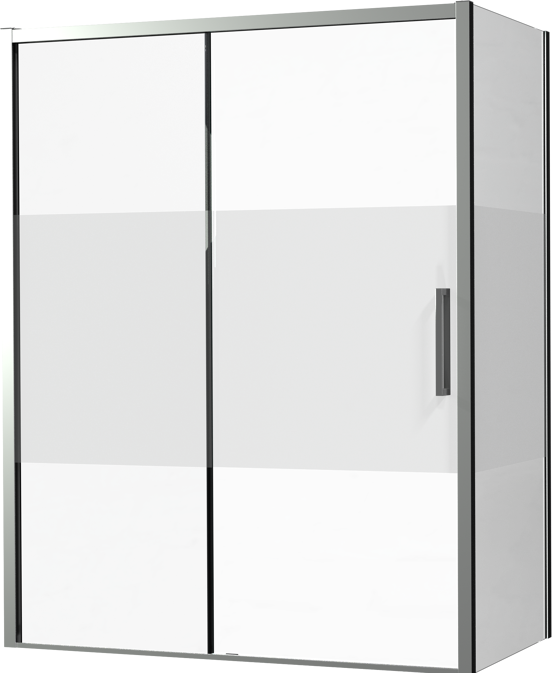 Luca Varess Senses douchehoek met linkse schuifdeur en vaste zijwand 160 x 90 cm Helder glas met matte strook glanzend chroom profiel