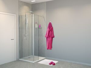 Balmani Modular inloopdouche met vaste zijwand 80 x 200 cm mikado glas glanzend chroom profiel