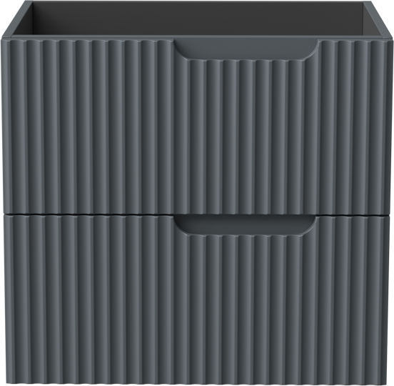 Linie Ribbo meuble sous-vasque suspendu 60 x 46 cm bleu anthracite 2 tiroirs