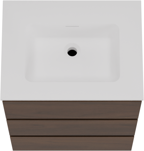 Storke Edge staand badkamermeubel 60 x 46 cm notelaar met Mata enkele wastafel in solid surface mat wit