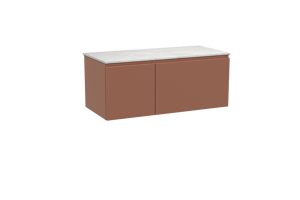 Balmani Sfera hängendes Möbelstück Set: 120 x 55 cm, Cotto, mit Stretto Einzel- oder Doppel Waschtischplatte, Marmor Carrara
