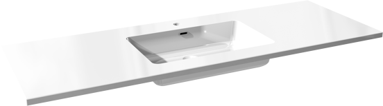 Storke Diva enkele wastafel glanzend composiet marmer 145 x 52 cm