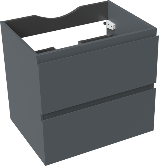 Linie Lado meuble sous-vasque suspendu 60 x 46 cm bleu anthracite 2 tiroirs