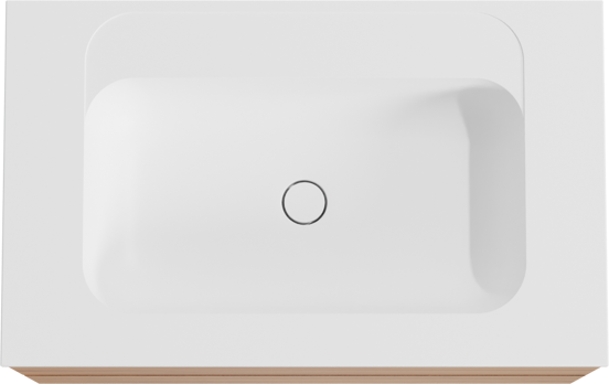 Balmani Mitra meuble salle de bains suspendu 90 x 55 cm teck avec Tablo Strada plan simple en marbre composite blanc mat