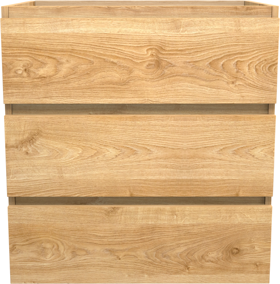 Balmani Lucida stehender Waschbeckenunterschrank: 75 x 55 cm, Eiche rustikal, 3 Schubladen