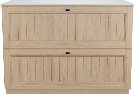 Balmani Lemon meuble salle de bains à poser 120 x 55 cm, plaqué chêne naturel avec Stretto tablette simple ou double en blanc mat