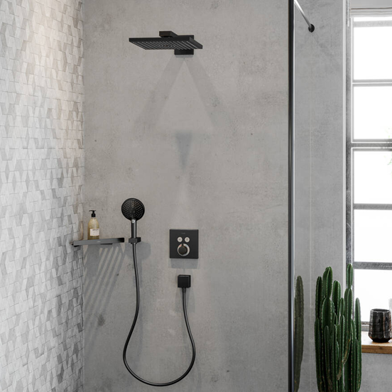 Hansgrohe Raindance E 300 tête de douche carrée avec support mural 30 x 30 cm noir mat