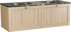 Balmani Lemon meuble salle de bains suspendu 150 x 55 cm, placage chêne naturel avec Tablo Arcato double vasque en portoro gold