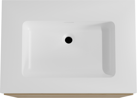 Storke Edge meuble salle de bains à poser 75 x 52 cm chêne brut avec Mata High plan simple en solid surface blanc mat