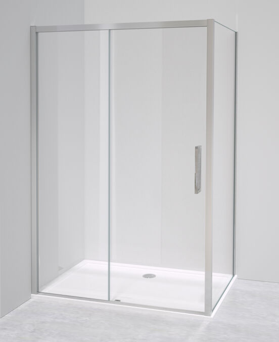Luca Varess Senses douchehoek met schuifdeur en vaste zijwand 90 x 140 cm helder glas glanzend chroom profiel
