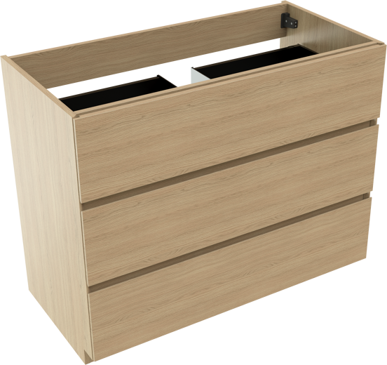 Storke Edge meuble sous-lavabo a poser 105 x 52 cm chêne naturel 3 tiroirs