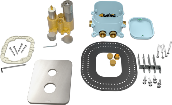 Blaufoss Smartbox Softline Thermostat-Duscharmatur: Unterputz, für 2 Verbraucher, Brushed CoolMetal, Einbauelement inklusive