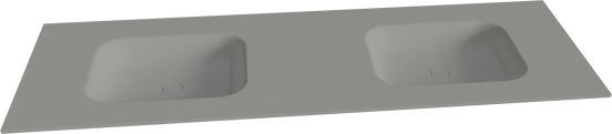 Balmani Tablo Arcato double vasque avec crépine Solid Surface gris pierre mat 180 x 55 cm