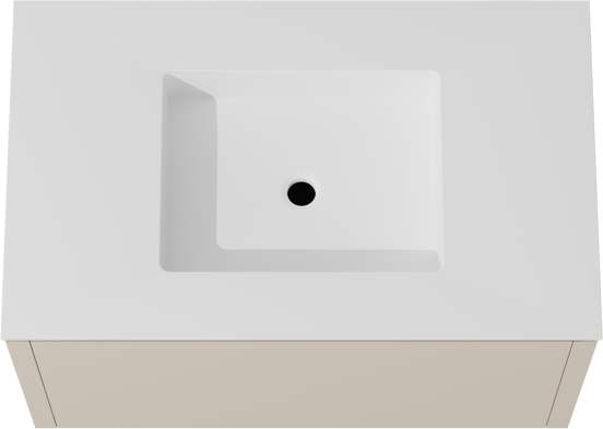 Balmani Eclips zwevend badkamermeubel 90 x 55 cm Sandbeige met Tablo Stretto enkele wastafel in Solid Surface mat wit
