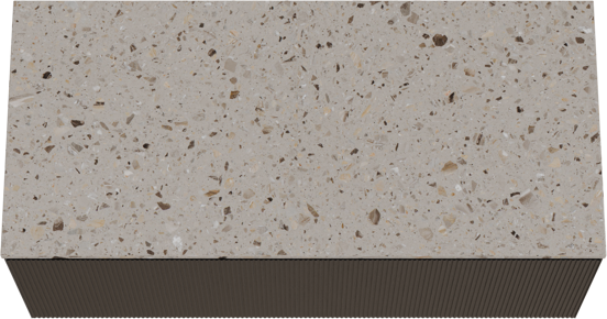 Balmani Fila zwevend badkamermeubel 120 x 55 cm zwarte eik met Stretto enkel of dubbel tablet in terrazzo greige terrazzo, Verticale symmetrische rechte ribbel