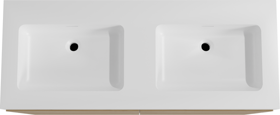 Storke Edge staand badmeubel 130 x 52 cm ruw eiken met Mata High dubbele wastafel in solid surface mat wit
