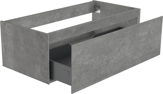 Storke Edge hängender Waschbeckenunterschrank: 105 x 52 cm, Beton dunkelgrau, 1 Schublade