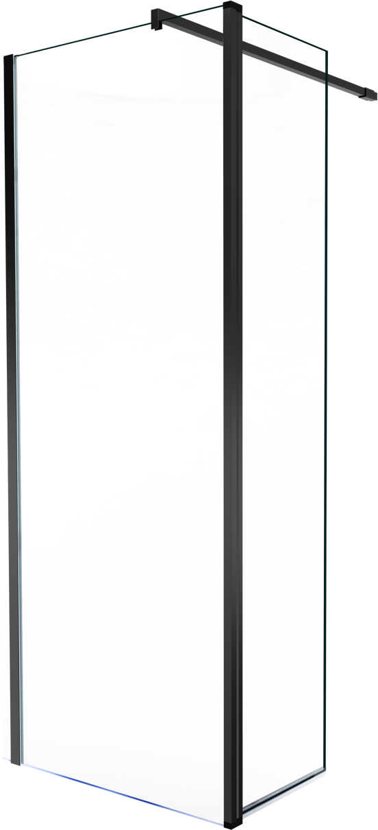 Balmani Move douche à l'italienne avec panneau latéral pivotant 90 x 200 cm verre transparent profil noir mat