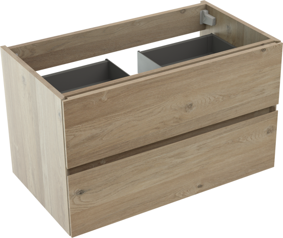 Storke Edge meuble sous-vasque suspendu 80 x 46 cm chêne brut 2 tiroirs