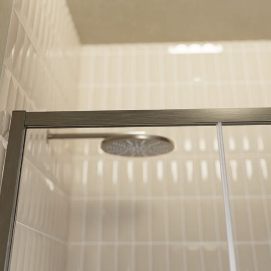 Balmani Senses Design Dusche Schiebetür, Rechts, 120 cm x 210 cm, Lined Glas, Profil Brushed GunMetal