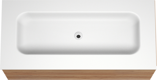 Balmani Lucida meuble salle de bains suspendu 120 x 55 cm teck avec Tablo Arcato lavabo simple pour 2 trous de robinet en solid surface blanc mat