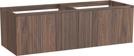 Balmani Idra hängender Waschbeckenunterschrank: 150 x 55 cm, Nussbaum, Furnierholz, 4 Schubladen