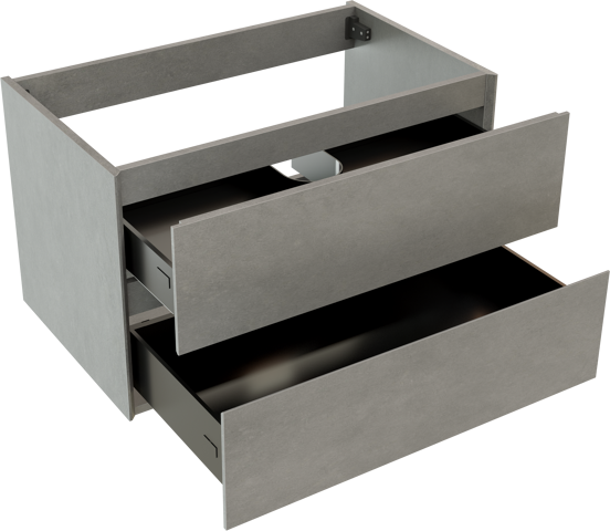 Storke Edge zwevende wastafelonderkast 85 x 52 cm beton donkergrijs 2 lades
