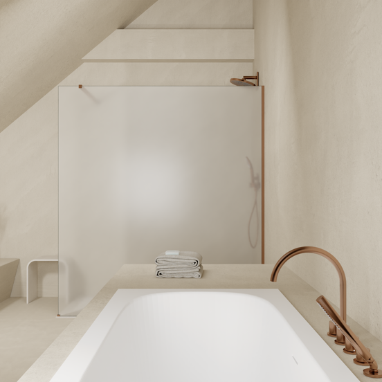 Balmani Modular inloopdouche: 80 x 200 cm, Permafrost met coating, Brushed Rosegold profielen