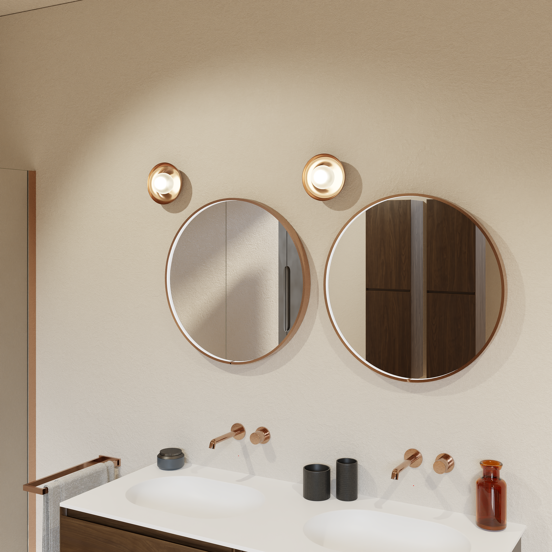 Balmani Secret rond badkamerspiegel Brushed RoseGold Ø 60 cm met spiegelverlichting en anti-damp