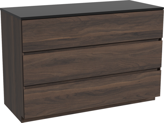 Storke Edge freistehendes Möbelstück Set: 120 x 52 cm, Nussbaum, mit Panton Einzel- oder Doppel Waschtischplatte, Pulverbeschichtetes MDF Schwarz matt