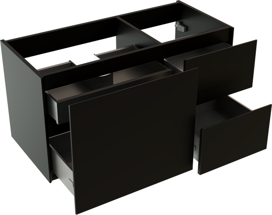 Storke Edge meuble sous-lavabo suspendu 100 x 46 cm asymétrique gauche noir mat 3 tiroirs