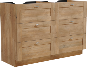 Linie Classo staande wastafelonderkast 120 x 46 cm natuur eik 6 lades 2 sifonuitsparingen