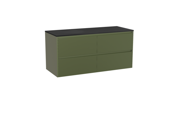 Storke Seda hängendes Möbelstück Set: 130 x 52 cm, OlivgrÃ¼n, mit Panton Einzel- oder Doppel Waschtischplatte, Pulverbeschichtetes MDF Schwarz matt
