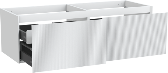 Balmani Fila hängender Waschbeckenunterschrank: 150 x 55 cm, Weiß Matt, 4 Schubladen