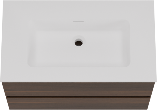 Storke Edge meuble salle de bains suspendu 80 x 46 cm noyer avec Mata plan simple en solid surface blanc mat