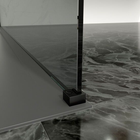 Balmani Modular inloopdouche 100 x 200 cm rookglas mat zwart profiel