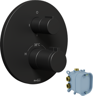 Blaufoss Smartbox Round Thermostat-Duscharmatur: Unterputz, für 2 Verbraucher, Schwarz matt, Einbauelement inklusive