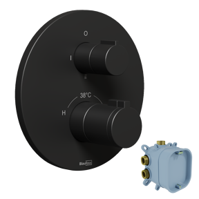 Blaufoss Smartbox Round thermostat de douche encastré 2 fonctions noir mat incl élément intégré