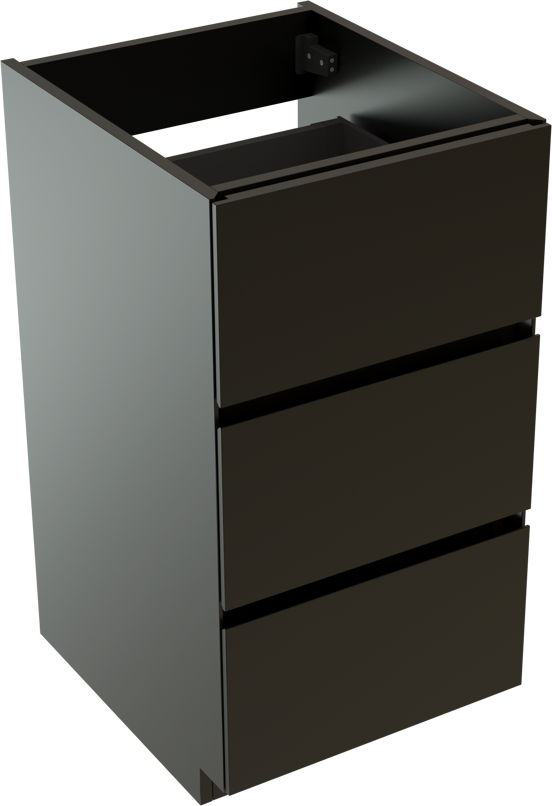 Storke Edge meuble sous-vasque a poser 45 x 52 cm noir mat 3 tiroirs