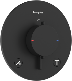 Hansgrohe Ecostat Comfort S Thermostat-Duscharmatur: Unterputz, für 2 Verbraucher, Schwarz matt