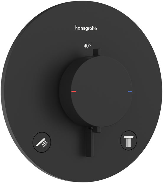 Hansgrohe Ecostat Comfort S Thermostat-Duscharmatur: Unterputz, für 2 Verbraucher, Schwarz matt
