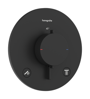Hansgrohe Ecostat Comfort S Thermostat-Duscharmatur: Unterputz, für 2 Verbraucher, Schwarz matt