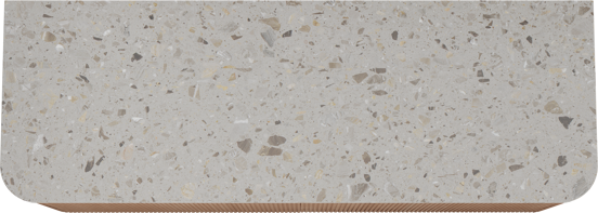 Balmani Moon hängendes Möbelstück Set: 160 x 55 cm, Naturbelassene Eiche, mit Moon Einzel- oder Doppel Waschtischplatte, Terrazzo in Greige, Vertikale symmetrische gerade Rippe