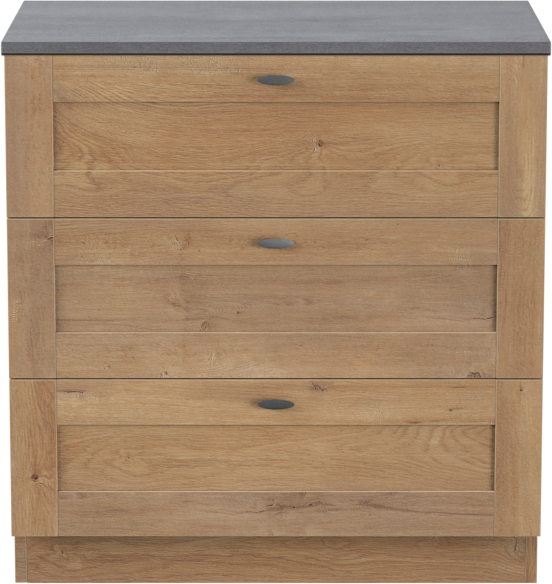 Linie Classo staand badmeubel 80 x 46 cm naturel eiken met Lado enkel wastafelblad in melamine beton donkergrijs