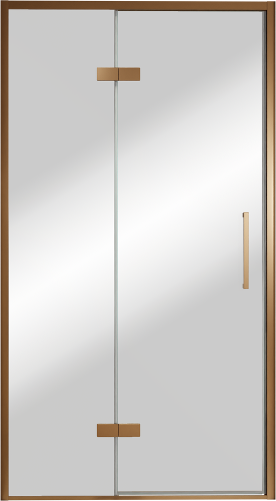 Balmani Senses Design douche draaideur links 120 cm x 210 cm Reflex spiegelglas, Brushed Rosegold profielen, met coating