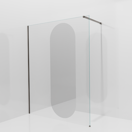 Balmani Modular douche à l'italienne: 160 x 200 cm, Miroir reflex ovale, Profil Brushed GunMetal