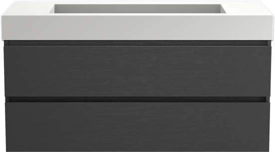 Balmani Lucida meuble salle de bains suspendu 120 x 55 cm chêne noir avec Modus lavabo simple pour 2 trous de robinet en solid surface blanc mat