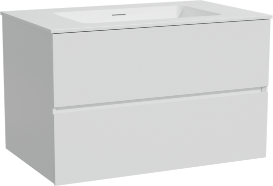 Storke Edge meuble salle de bains suspendu 85 x 52 cm blanc mat avec Mata plan simple en solid surface blanc mat